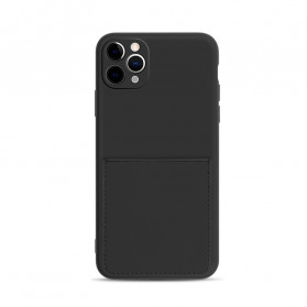 Coque iPhone 11 Pro Max Silicone et Simili Cuir Porte-Carte - Dealy