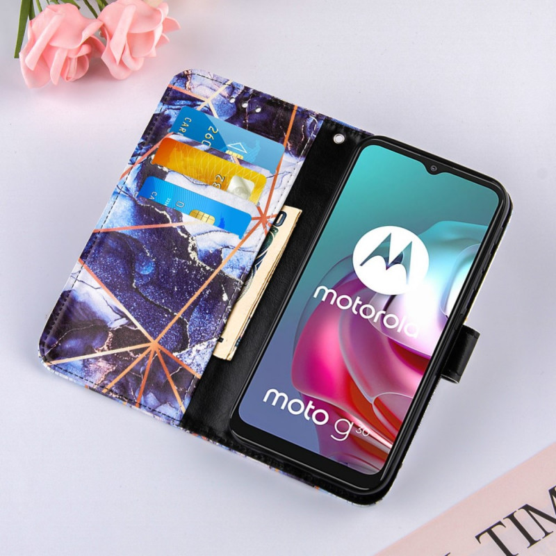 Housse Moto  G30 Moto  G10 Marbre G om trique  Lani re