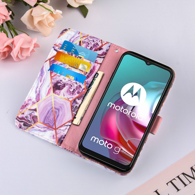 Housse Moto  G30 Moto  G10 Marbre G om trique  Lani re