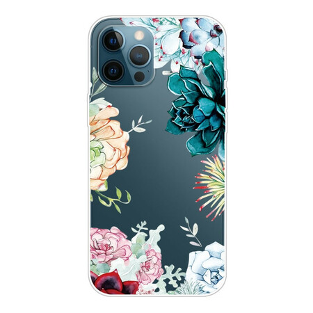 Coque iPhone 13 Pro Max Transparent fleurs graffiti