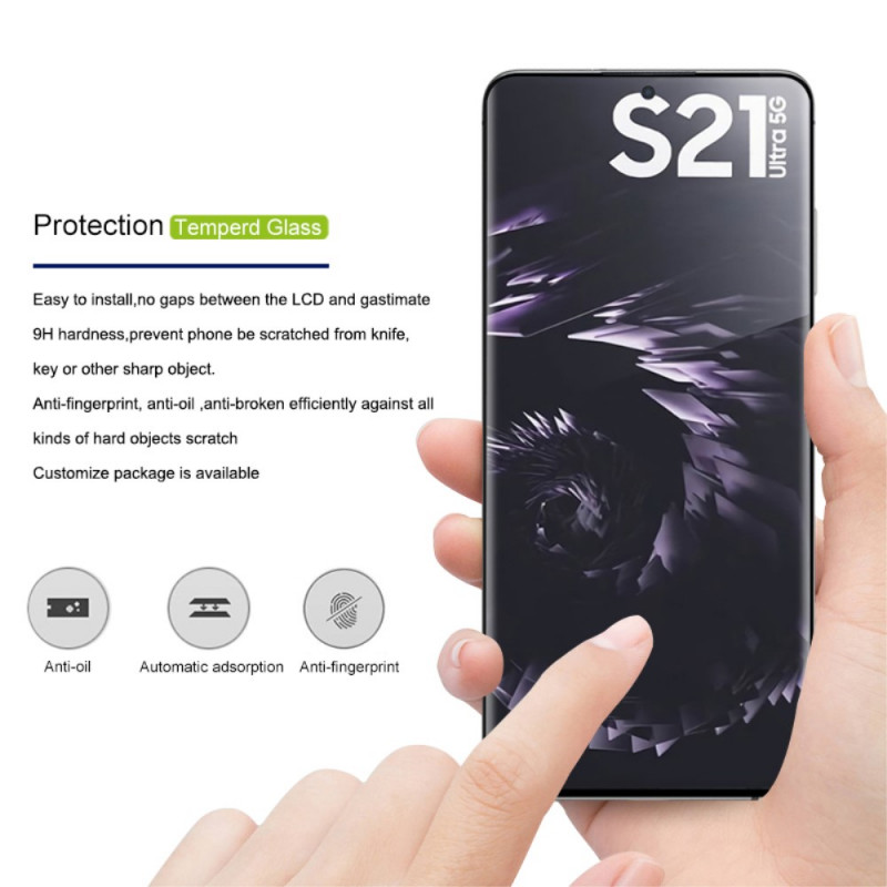 Coque en verre trempé pour Samsung Galaxy S21 Ultra, Film de