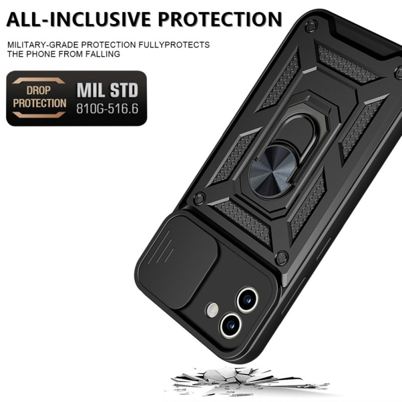 Coque pour Samsung Galaxy A03s + 2 Verres Trempés - Protection Rigide Noir  avec Anneau Support