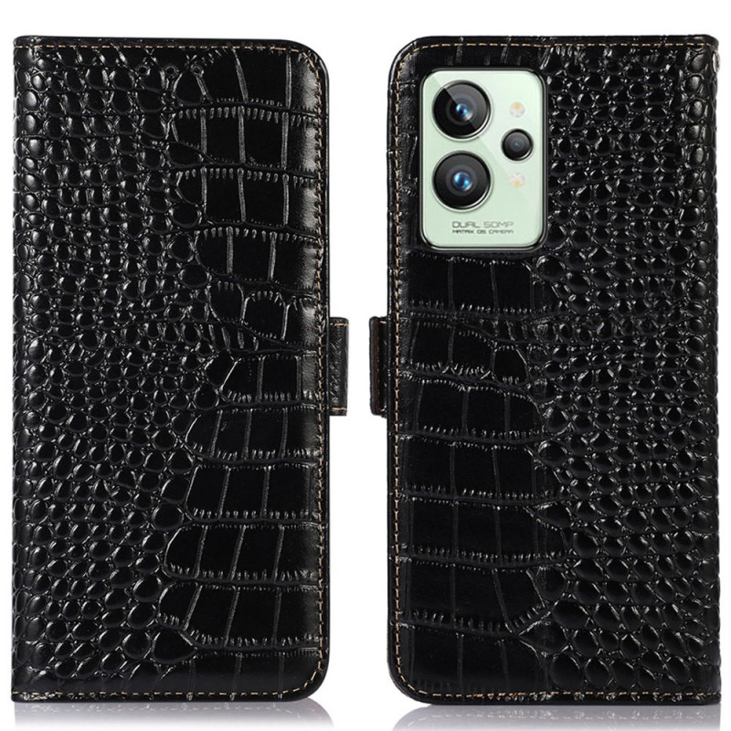 Housse Realme Gt2 Pro Cuir Véritable Style Crocodile Rfid Ma Coque 7325