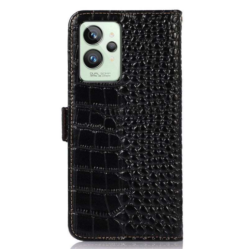 Housse Realme Gt2 Pro Cuir Véritable Style Crocodile Rfid Ma Coque 7405