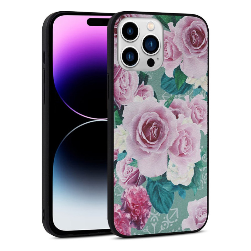 Coque iPhone 14 Pro Simili Cuir Florale - Ma Coque