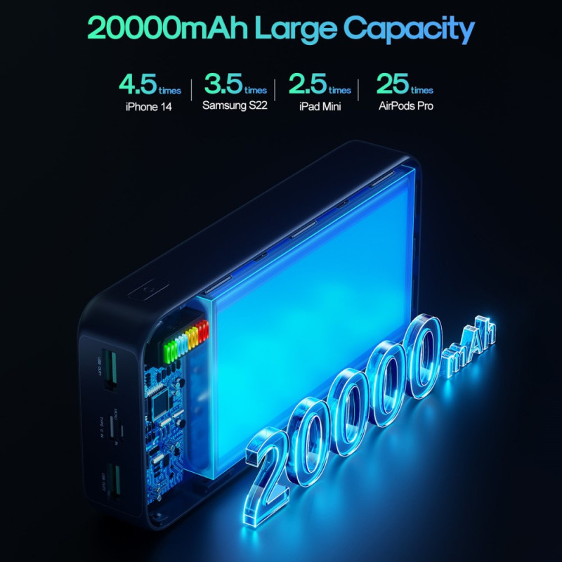 Batterie Externe Mini 20000mAh Charge Rapide Compatibilité