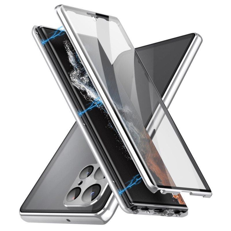 Pour Samsung Galaxy S21 Ultra 5G HD Coque de téléphone en verre trempé  magnétique en métal