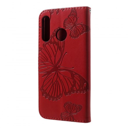 Housse Huawei P30 LIte Papillons Géants à Lanière