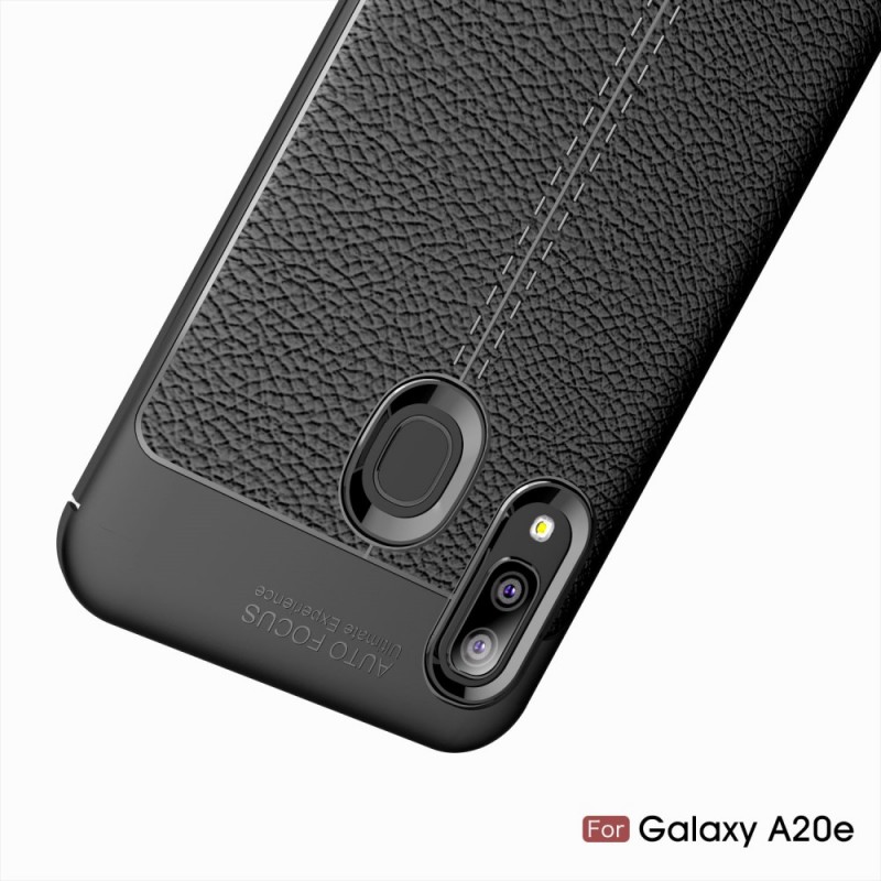 Coque Samsung Galaxy A20e Effet Cuir Litchi Double Line