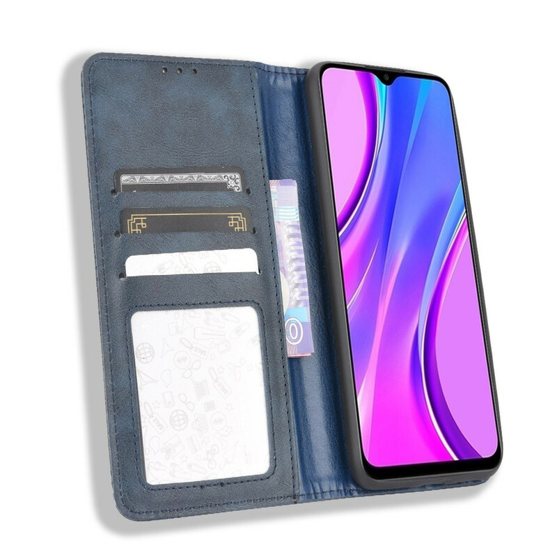 Flip Cover Xiaomi Redmi 9C Effet Cuir Vintage Stylisé Ma Coque